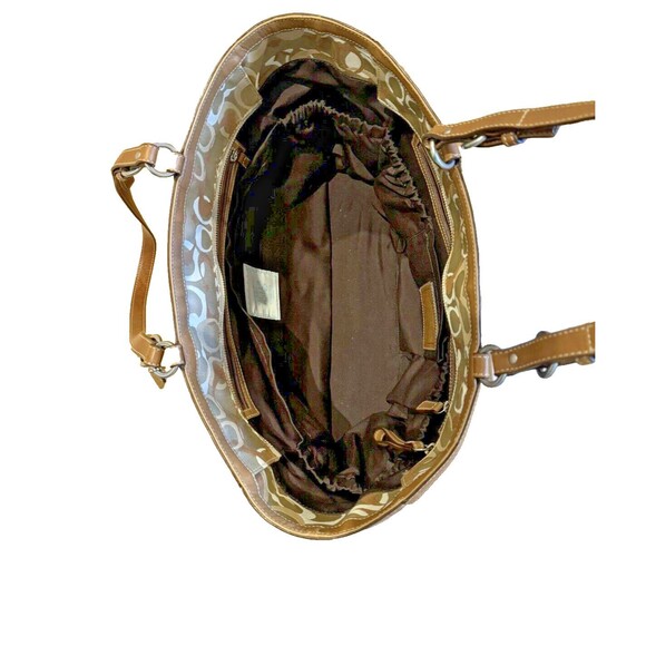 Coach Signature Canvas Leather Brown XL Diaper Bag Shoulder Weekend Work Tote - Picture 4 of 11